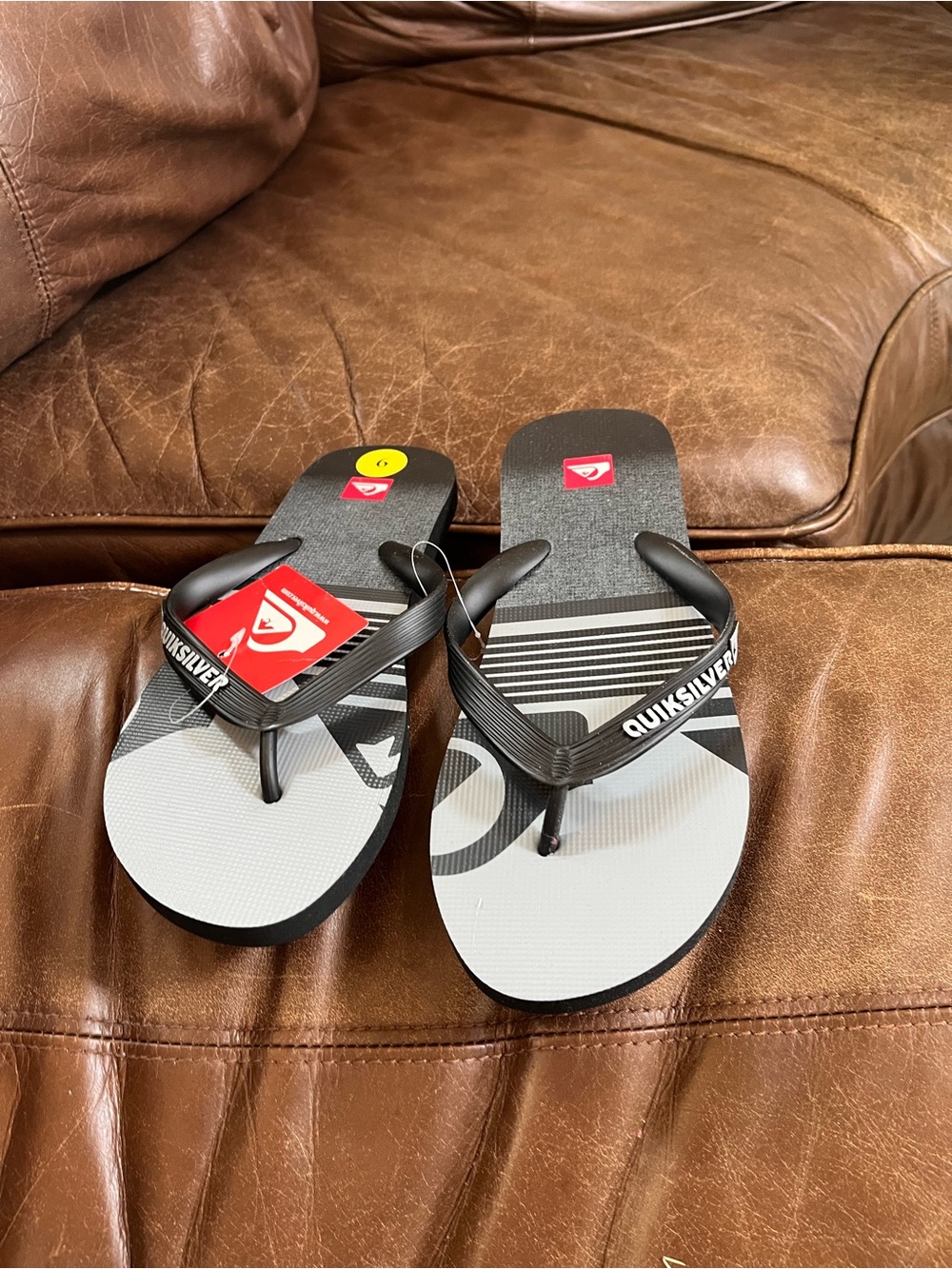 Quiksilver Black Flip Flop Sandals with Gray Details